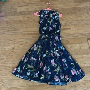 Ann Taylor Factory Navy Blue Halter Midi Dress